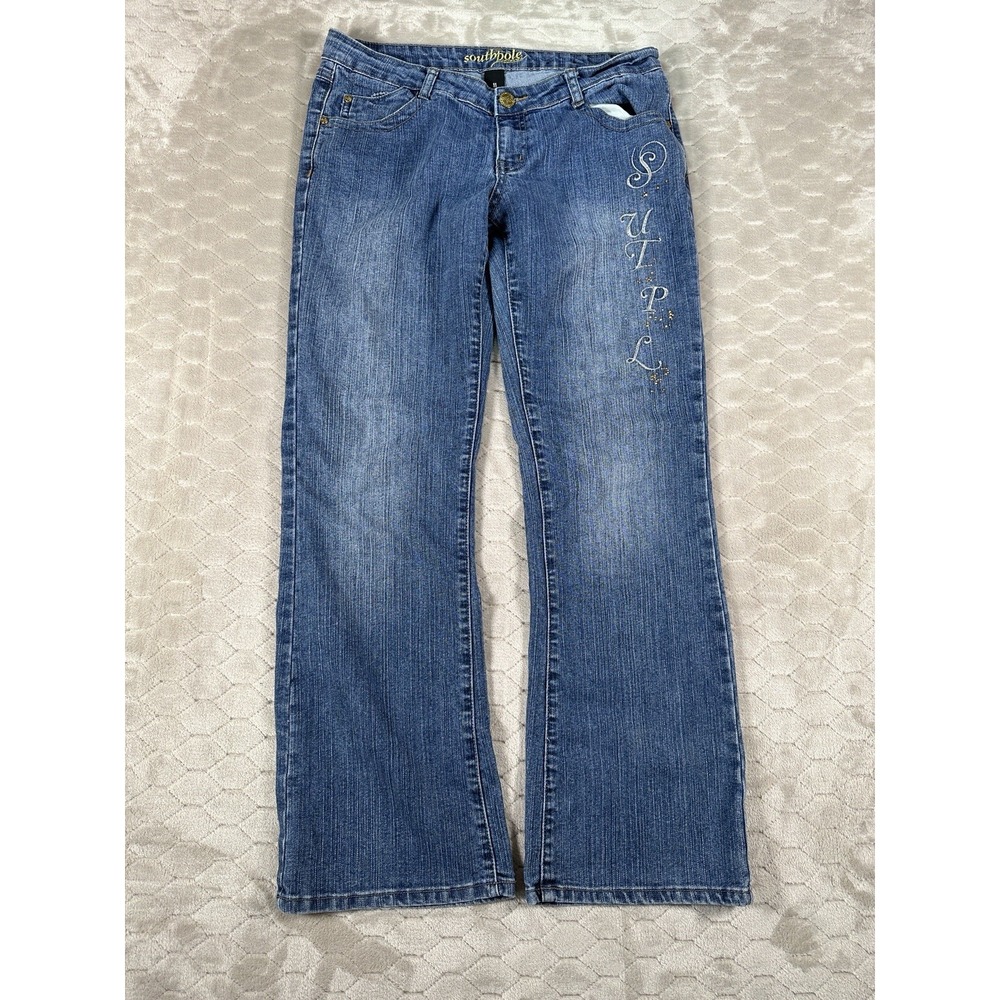 Southpole Women's Bedazzled Embroidered Jeans - Tag Sz 11 Fits 33x30 Flaws‎ Look